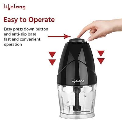 Lifelong LLEC921 300W Regalia Electric Chopper with 2 Attachments Mince, Puree, Whisk, Blend  Vegetable Chopper