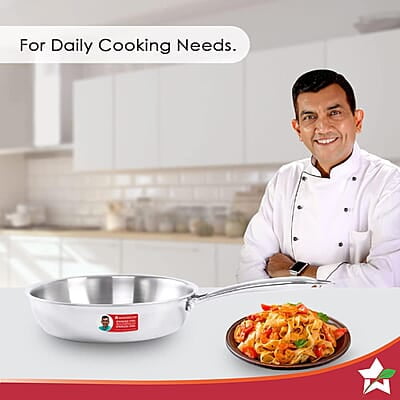 Wonderchef Nigella Tri-ply Stainless Steel 20 cm Fry Pan 1.1 litre 2.5mm Thickness