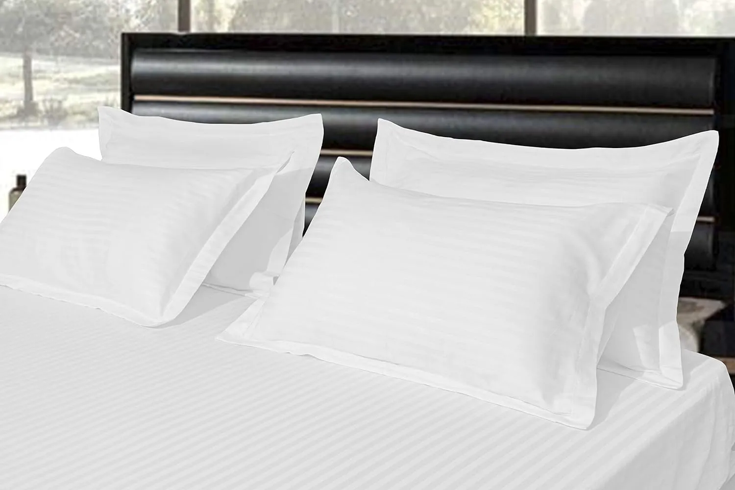 Pillow Cover Framed Glace Cotton 210 TC - Striped - White Pillow Cover Framed Glace Cotton 210 TC - Striped - White