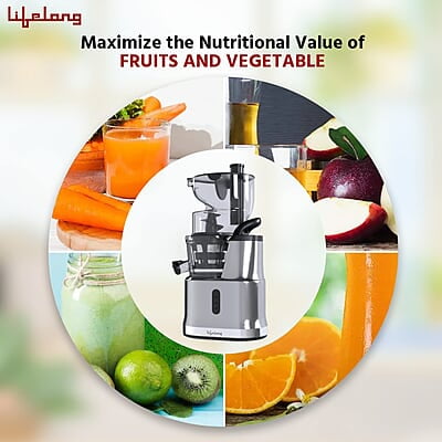 Lifelong Cold Press Juicer Blender 200 W, Slow Juicer Cold Pressed - Fruit & Vegetable Juicer