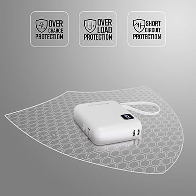 ZEBRONICS MW64 Compact Power Bank, 10000 mAh, Rapid Charge, 22.5W Output, Outputs - Type C Cable | Type C Port | Lightning Port, Percentage Indicator