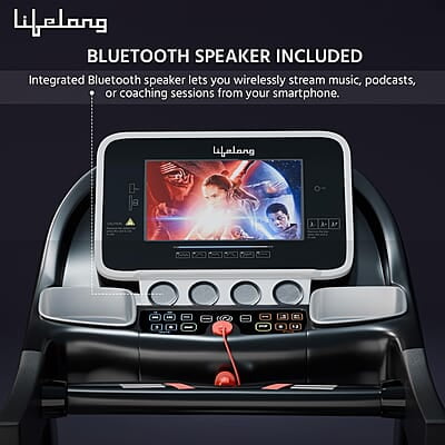Lifelong Treadmill for Home - 6 HP Peak Motorized Treadmill, 6 Level Manual Inclines, Max Speed 14 km/hr - Heart Rate Sensor, Bluetooth Speaker,Max Weight 120Kg