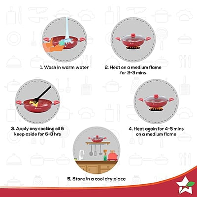 Wonderchef Royal Velvet Wok with Lid 24cm, Red Wonderchef Royal Velvet Wok with Lid 24cm, Red