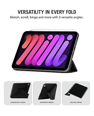 Black Pleat Y-Fold Magnetic iPad Case for iPad Mini 7 2024 8.3 Inch