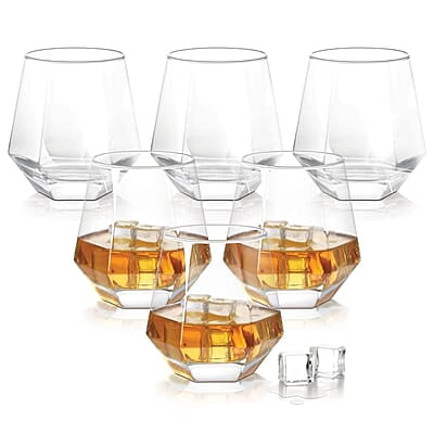 Treo by Milton Hexa On The Rocks Glass Tumbler, 6 Pc Set,300 ml Each,Transparent
