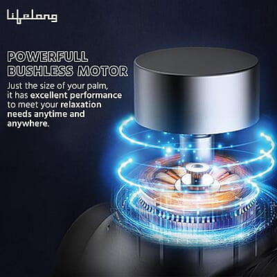Lifelong Gun Massager Percussion for Full Body Pain Relief 6 Heads LED Touch 30 Speed Levels  Premium Bag