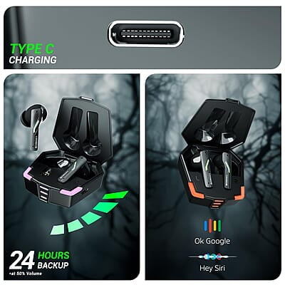 ZEBRONICS Beast in-Ear Wireless Earbuds, 24* Hours Backup, Bluetooth v5.4, Flash Connect, Gaming Mode, Touch Control, Voice Assistant Support, Splash Proof Design