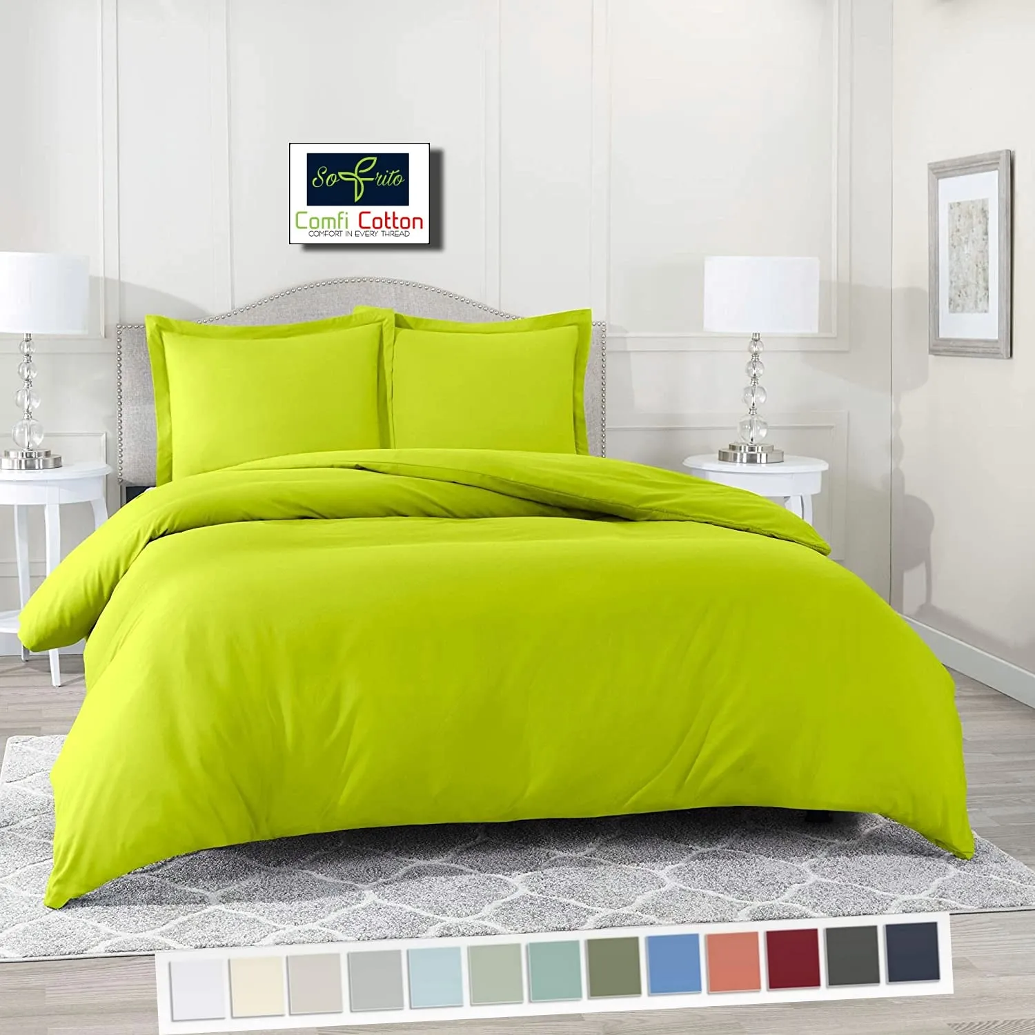 Duvet / Comforter Cover Microfiber 300 TC Plain Ultra soft - Parrot Green