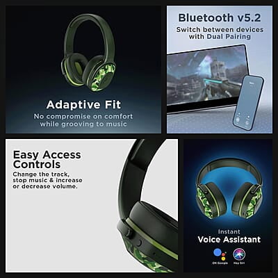 boAt Rockerz 425 Bluetooth Wireless On Ear Headphones Signature Sound, ENx Tech, ASAP Charge, 25H Playtime, Bluetooth V5.2, Dual Pairing with Mic