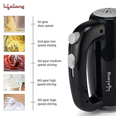 Lifelong LLHM02 300 W Regalia Plus Hand Mixer with Stand for Mixing Cake Batter and Atta