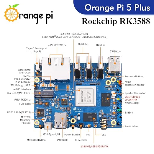 Orange Pi 5B 16GB RAM 256GB eMMC