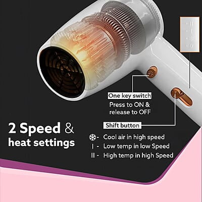 AGARO HD1417 Wall Mounted Hair Dryer 1400W, Electric Wall Mount Hair Dryer