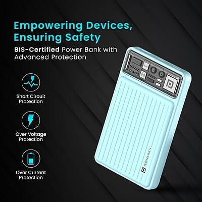 Portronics Luxcell Wireless Mini 10k 10000mAh 15W Magnetic Wireless Fast Charging Smallest Power Bank with 22.5 Wired Output