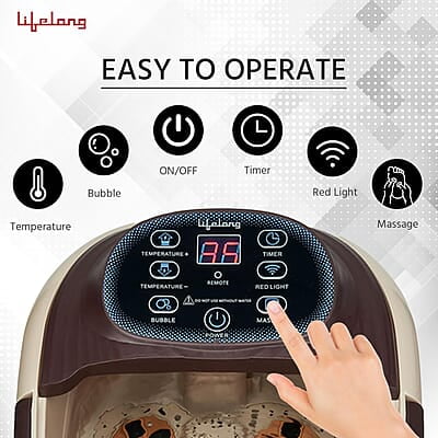 Lifelong LLM279 Corded Electric Foot Spa and Massager with 4 Automatic Rollers & 4 Manual Rollers, Digital Panel