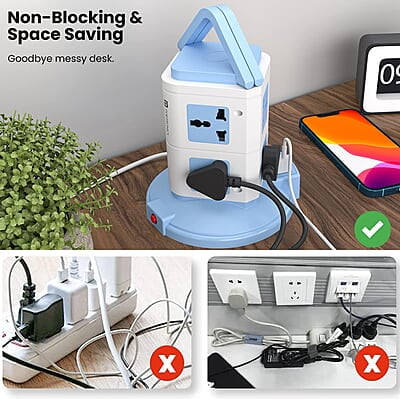 Portronics Power Plate 9 with 3 USB Ports + 8 Power Sockets Power Converter, 2500W Power Output, 2.1A USB Charging Port, 3M Cord Length Portronics Power Plate 9 with 3 USB Ports + 8 Power Sockets Power Converter, 2500W Power Output, 2.1A USB Charging Port, 3M Cord Length