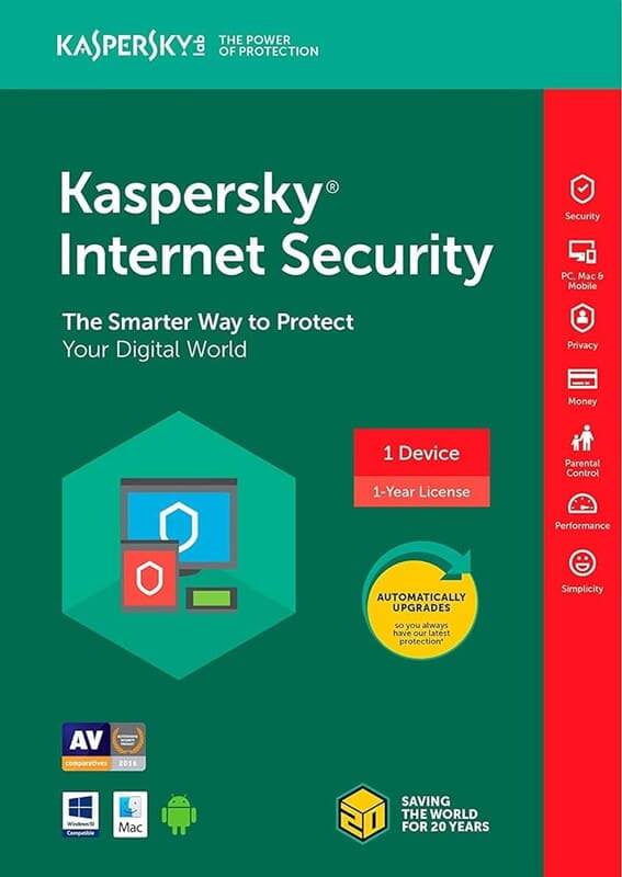 Kaspersky Internet Security (1 CD + 1 key) (Win) (1yr) Key CD (TSL)