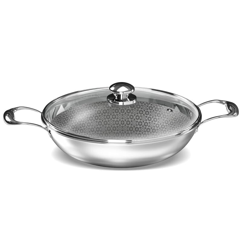 Preethi Diva Collection Triply Stainless Steel Kadai with API Technology, 20 cm, Gas & Induction