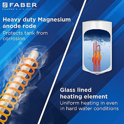 Faber Jazz Elite 35L Vertical Storage Water Geyser Heating Indicator Titanium Glassline Coated Tank 2000W Faber Jazz Elite 35L Vertical Storage Water Geyser Heating Indicator Titanium Glassline Coated Tank 2000W