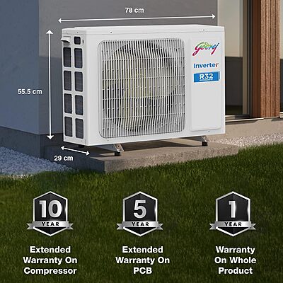 Godrej 1.4 Ton 3 Star, 5-in-1 Convertible Cooling, Inverter Split AC