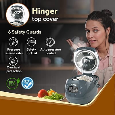 AGARO Imperial Electric Rice Cooker, 2L Ceramic Coated Inner Bowl, Steam Basket, 8 Preset Cooking Function with Advanced Fuzzy Logic 350W