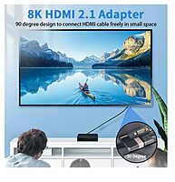 HDMI 2.1 (Male to Female) Right Angle Connector, Supports 8K @ 60Hz, 4K @ 120Hz, Dynamic HDR, 3D & EARV for TV, Laptop, HDR Devices HDMI 2.1 (Male to Female) Right Angle Connector, Supports 8K @ 60Hz, 4K @ 120Hz, Dynamic HDR, 3D & EARV for TV, Laptop, HDR Devices