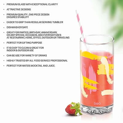 Treo by Milton D Ziner Torrent Glass Set of 6, 316 ml, Abstract