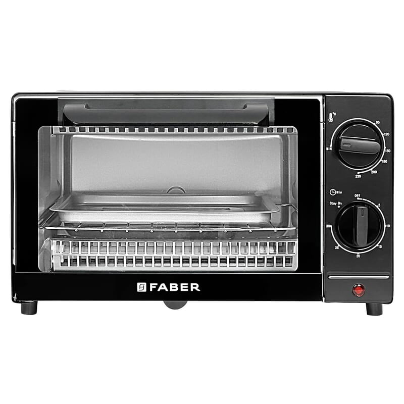 Faber 9L 1000W OTG Bake, Toast, Grill | Upper & Lower SS Heating Auto-Shut Off, Ready Bell