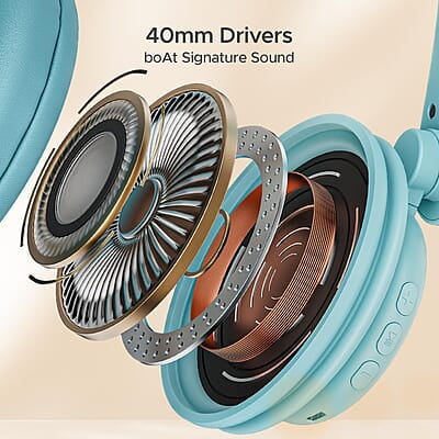 boAt Rockerz 450 Bluetooth On Ear Headphones with Mic, Upto 15 Hours Playback, 40MM Drivers, Padded Ear Cushions, Integrated Controls and Dual Modes