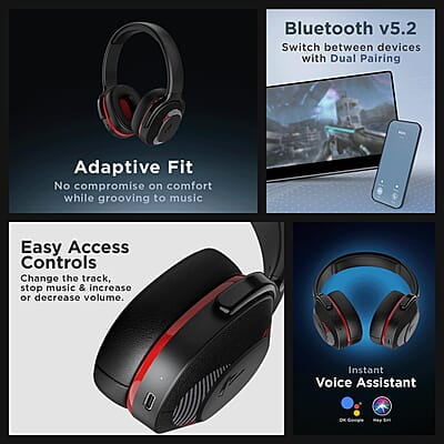 boAt Rockerz 425 Bluetooth Wireless On Ear Headphones Signature Sound, ENx Tech, ASAP Charge, 25H Playtime, Bluetooth V5.2, Dual Pairing with Mic