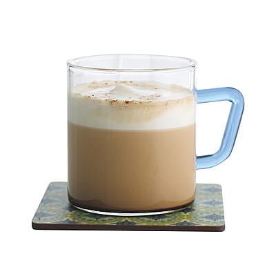 Borosil Vision 6 Pcs Tea n Coffee Borosillicate Glass 190 ml Classic Mug Set with Green Handle | Microwave Safe, Scratch Resistance, Lightweight | for Chai, Green Tea, Milk | Transparent