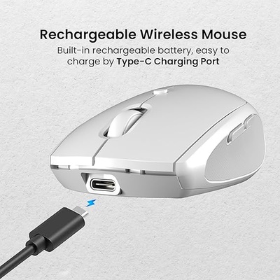 Portronics Toad III Wireless Mouse with Bluetooth & 2.4 GHz Dual Connectivity, Rechargeable, 6 Buttons, Adjustable DPI, Silicon Grip & Ergonomic Design for PC, Laptop, Mac (White) Portronics Toad III Wireless Mouse with Bluetooth & 2.4 GHz Dual Connectivity, Rechargeable, 6 Buttons, Adjustable DPI, Silicon Grip & Ergonomic Design for PC, Laptop, Mac (White)