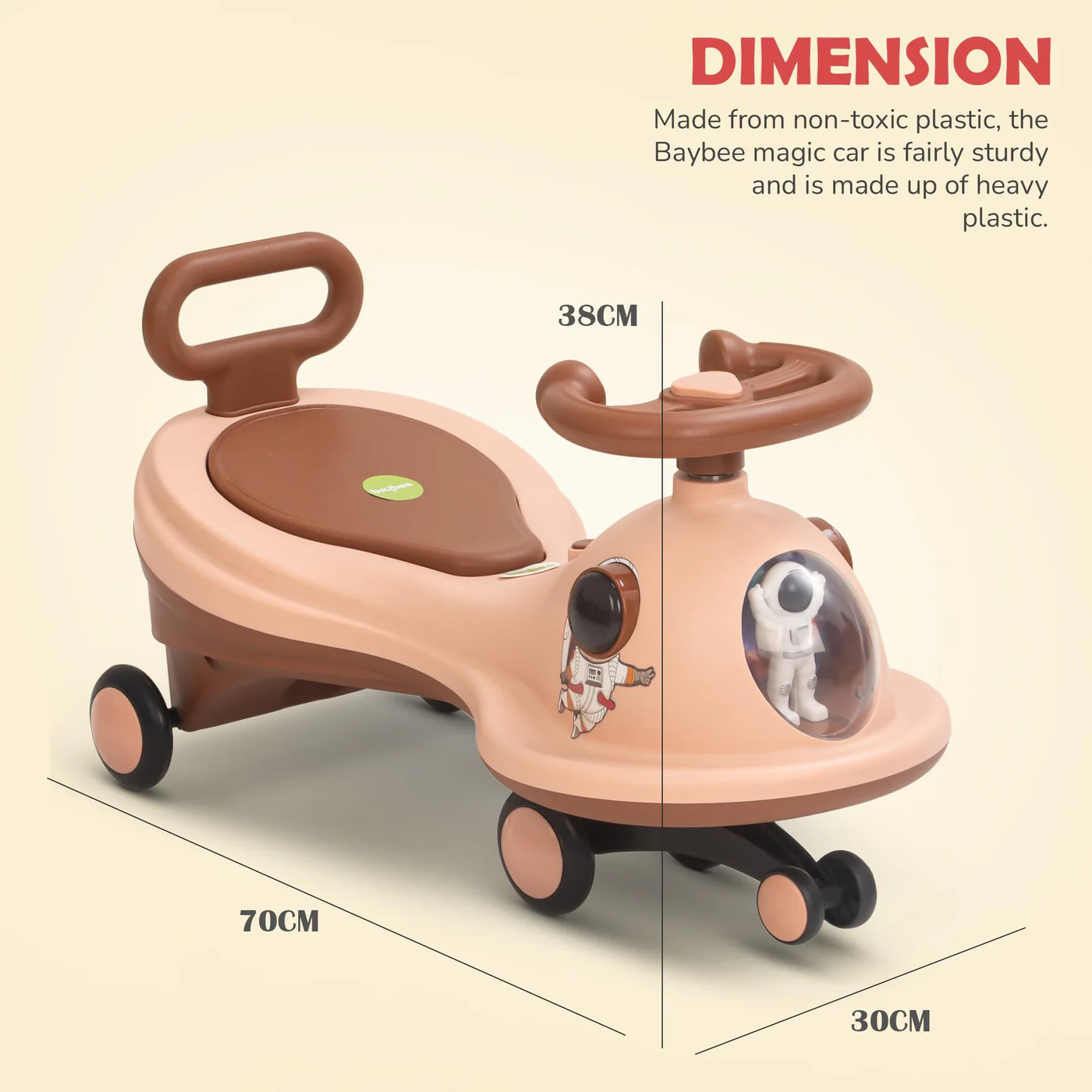 Baybee Astro Baby Swing Car for Kids-Light Orange