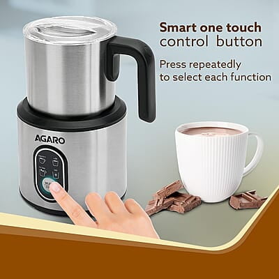 AGARO Regal Milk Frother for Coffee, 4 in 1 Electric Detachable Milk Frother and Heater