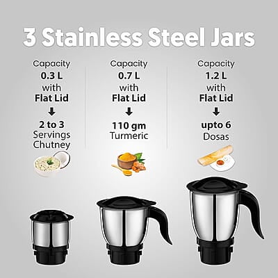 Preethi Crown Plus MG-258 Mixer Grinder, 600 Watt, White/Purple, 4 Jars - Super Extractor Juicer Jar Preethi Crown Plus MG-258 Mixer Grinder, 600 Watt, White/Purple, 4 Jars - Super Extractor Juicer Jar