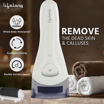 Lifelong Callus Remover for Feet Foot Scrubber for Dead Skin, 3 Changeable Roller Heads, Foot Scrubber