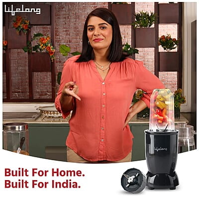 Lifelong Regalia PowerNutri Mixer/Grinder/Blender/Shaker, 2 Stainless Steel Blades,2 Unbreakable Jars, 450 W Powerful Copper Motor