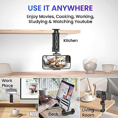 Portronics Mobot Clip Mobile Holder with 360° Adjustable Angles, Light Weight, Pocket Friendly, Mobile Stand for Table