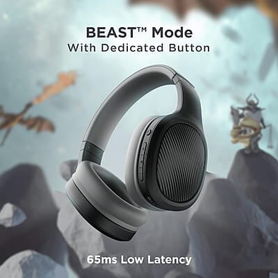 boAt Rockerz 460 Wireless Over Ear Headphones w/Up to 30hrs Playtime, 40mm Drivers, BEAST™ Mode, ENx™, Dual Pairing, BT v5.2, Instant Voice Assistant, Adaptive Fit
