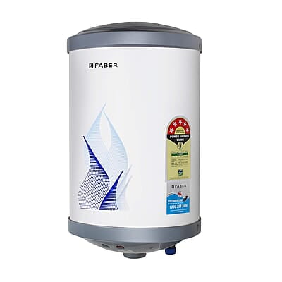 Faber Vulcan 10L Vertical Storage Water Heater Heating Indicator, 8Bar Pressure, Temperature Control 2000W