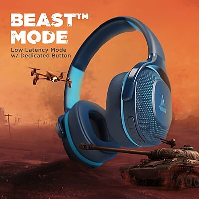 boAt Rockerz 425 Bluetooth Wireless Over Ear Headphones with Mic Signature Sound, Beast Mode for Gaming, Enx Tech, ASAP Charge, 25H Playtime, Bluetooth V5.2