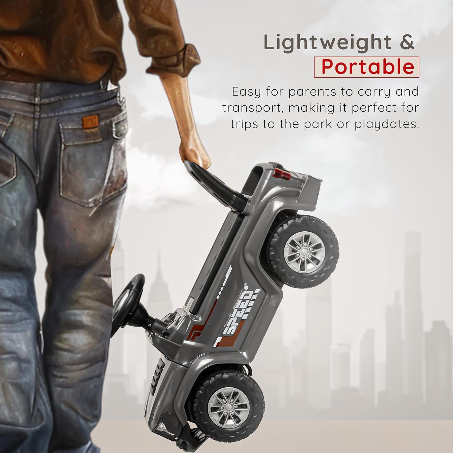 Baybee Push Ride on Baby Jeep for Kids Toys with LED Light & Storage Bin-Grey Baybee Push Ride on Baby Jeep for Kids Toys with LED Light & Storage Bin-Grey