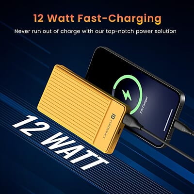 Portronics Luxcell B12 10,000mAh Ultra Slim Power Bank 12W Output USB-A Output Port & Type C Input Port