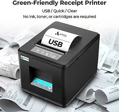 Atpos AT-301 80mm (3 Inch) Thermal Receipt Printer | USB/Bluetooth Interface Atpos AT-301 80mm (3 Inch) Thermal Receipt Printer | USB/Bluetooth Interface