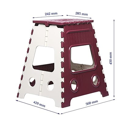 Varmora 18 Inches Super Strong Folding Step Stool Red