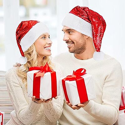 Santa Claus Sparkle Caps (Red, 38 Cm X 38 Cm)