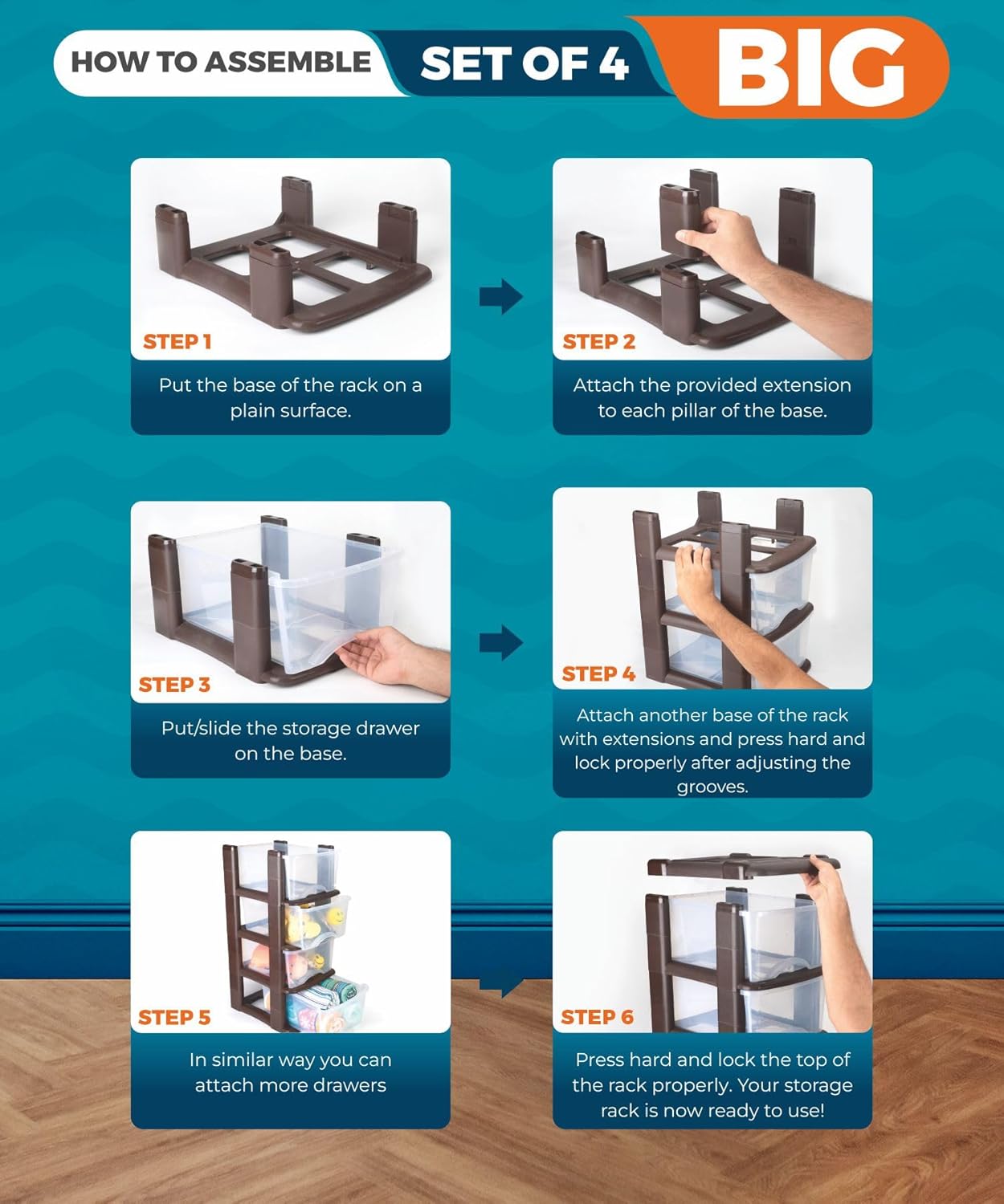 Signora ware Multipurpose Modular Drawer Big 4 Tier 12.8 Each Drawer