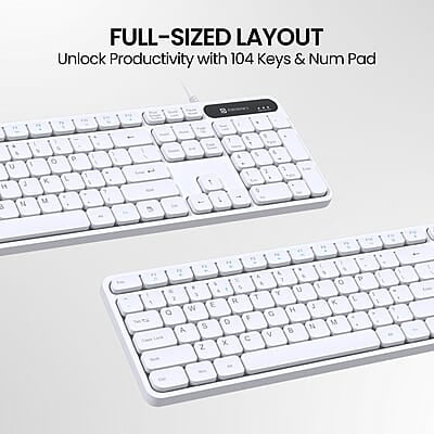 Portronics Ki-Pad 3 USB Wired Keyboard with Large Keycaps, Noise-Free Typing, Fn Multimedia Hotkeys, Full-Size Layout with Num Pad, Ergonomic Design, 1.5m USB Cable
