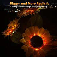 Sunflower Lights, 800mA Solar Garden Light with Real Looking Flowers Outdoor Waterproof Solar Stake Lights for Back Yard