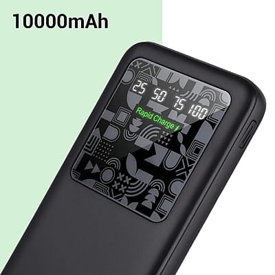 ZEBRONICS MB10000S15 Power Bank, 10000 mAh, Rapid Charge, 22.5W Output, Dual USB Output, PD 3.0 Type C, Built in Protections, Percentage Indicator