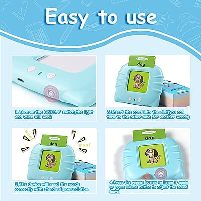 Flash Cards for Kids Talking English Words Flash Cards Preschool Electronic Reading Early Talking Flashcards Toy for Kids - 112 pcs Card